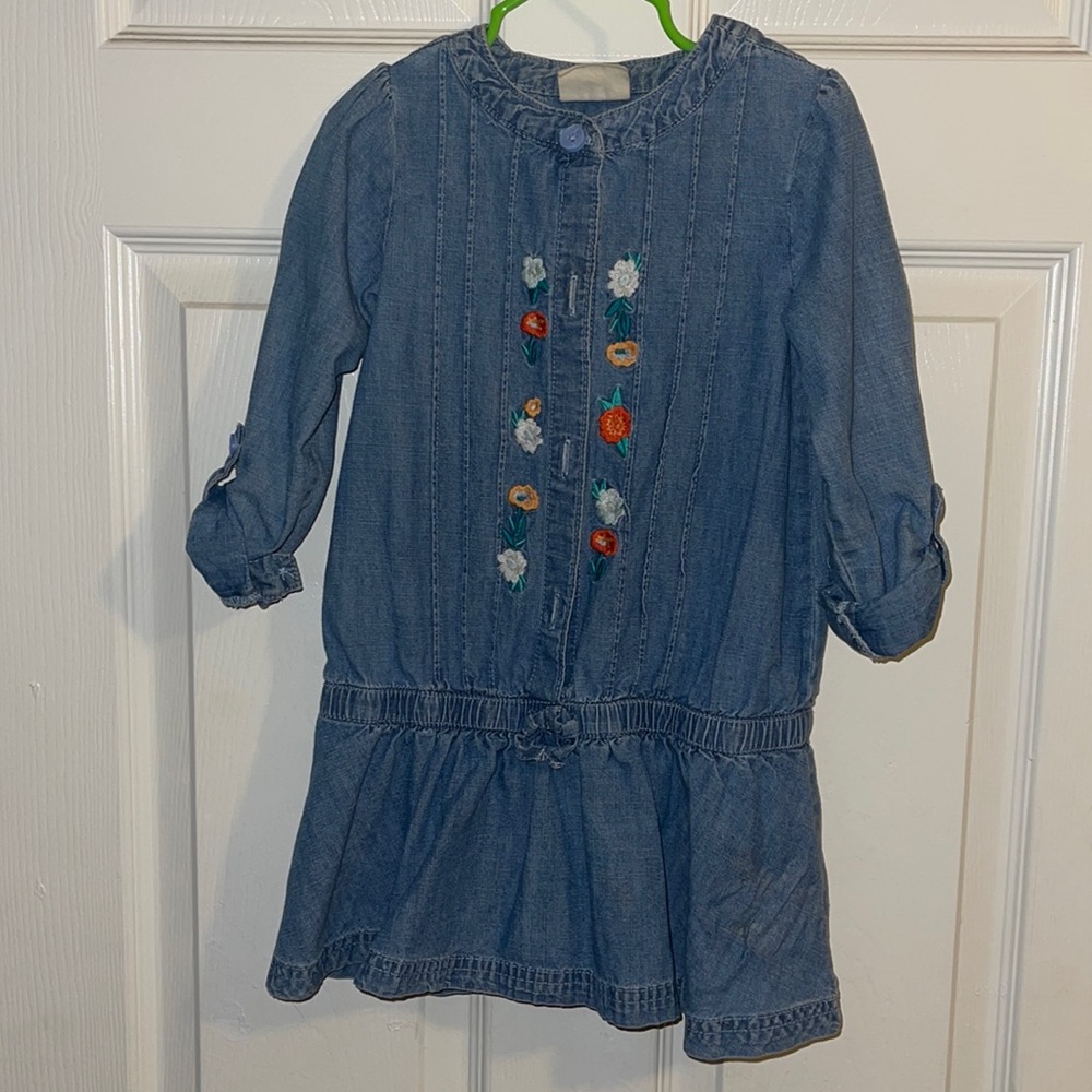 Denim Drop-waist Denim Dress